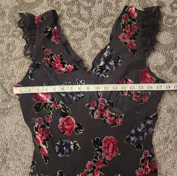 Anna Sui Lace-trimmed Floral-print Devoré-chiffon Midi Dress In Black - Picture 3 of 6